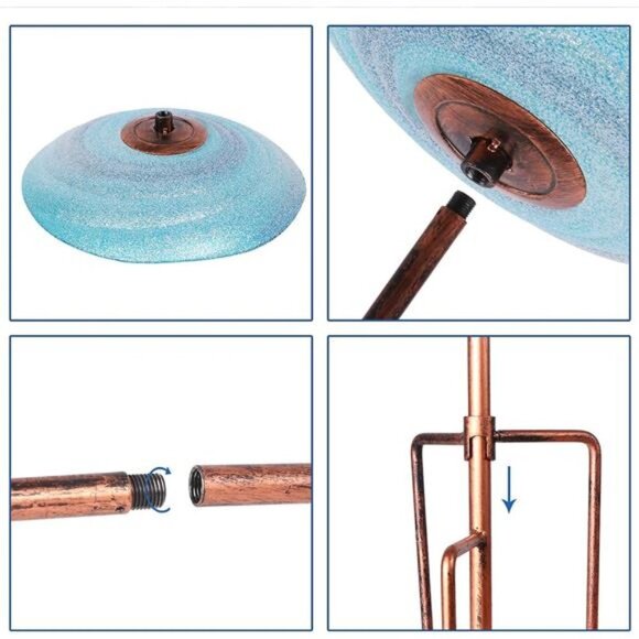 Outdoor BirdBath Glass Bird Bath Garden Bird Feeder with Metal Stake - Picture 6 of 8